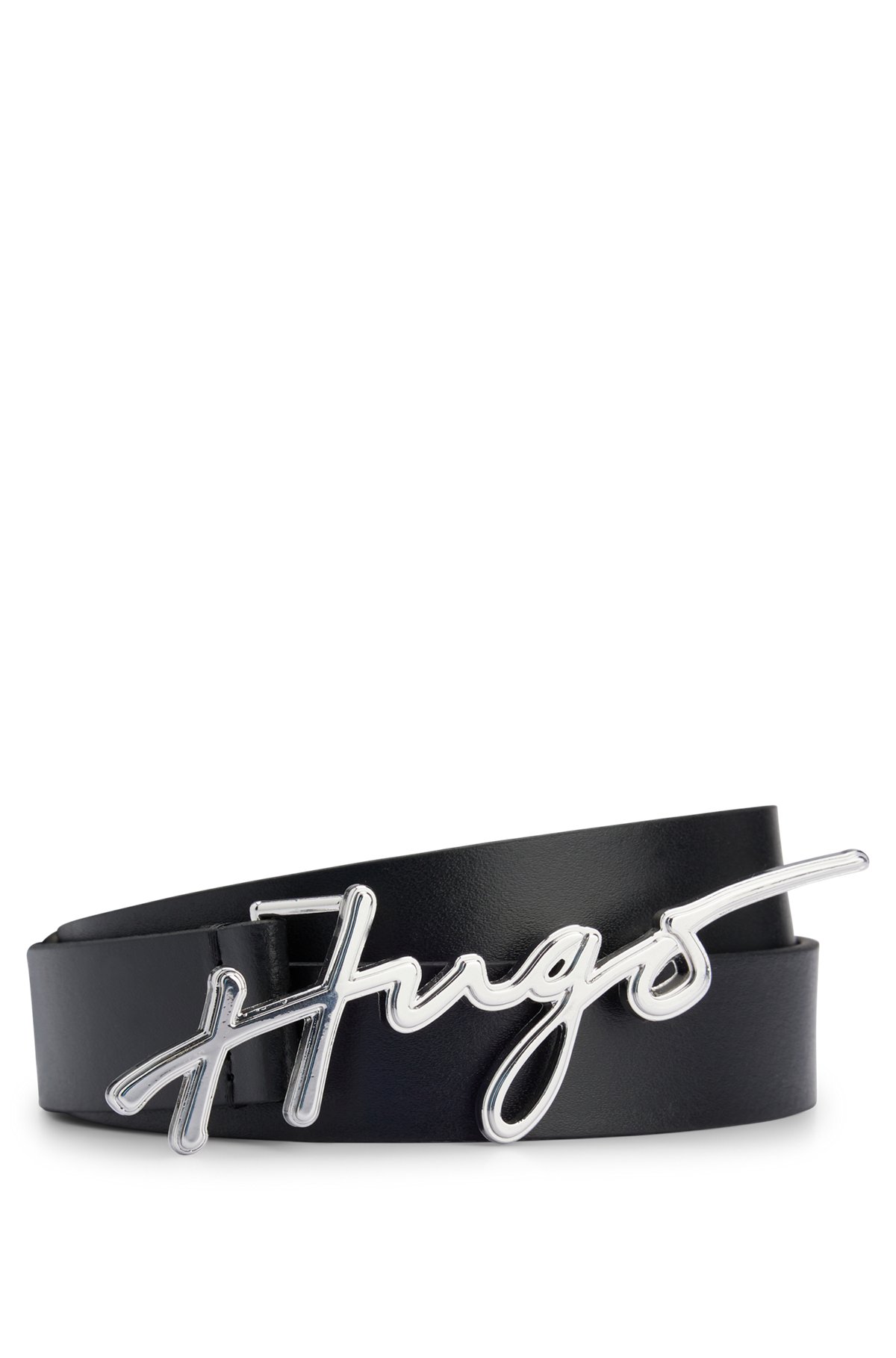 HUGO - Gürtel aus italienischem Leder mit handgeschriebenem Logo auf der  Schließe