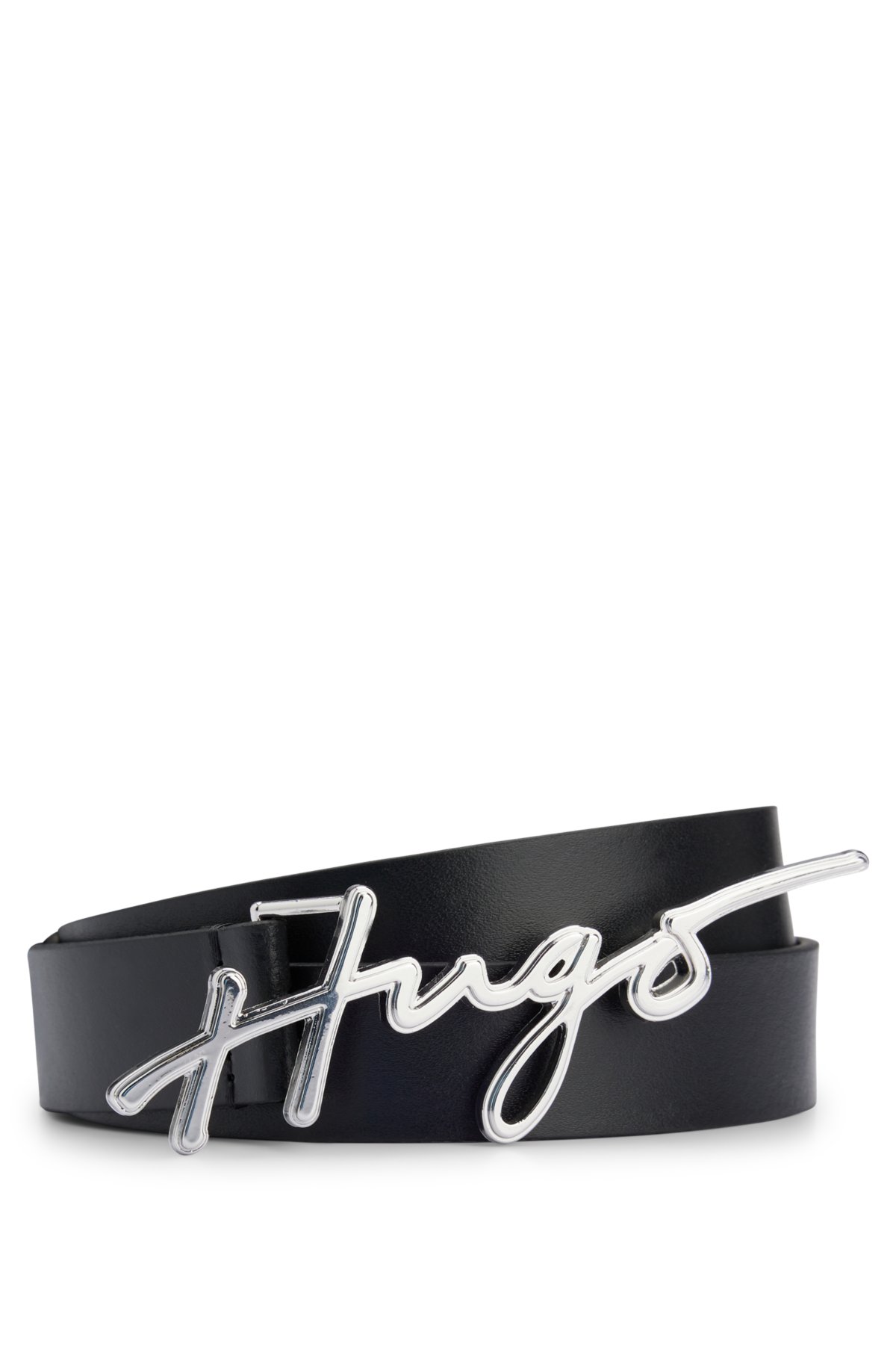 HUGO - der Gürtel auf Schließe mit italienischem Logo Leder handgeschriebenem aus