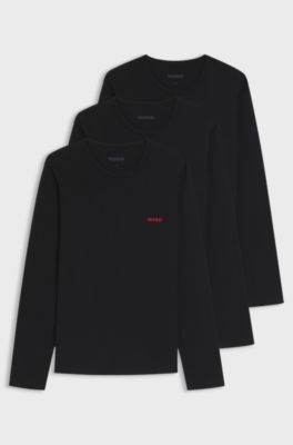 Lot de trois t-shirts en coton, Noir
