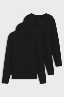 Set van drie katoenen ondershirts, Zwart