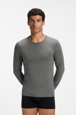 Lot de trois t-shirts en coton, Noir / Gris / Bleu