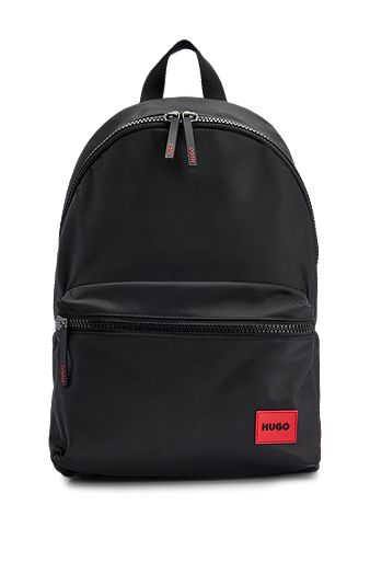 Рюкзак с ручкой сверху и красным прорезиненным ярлыком с логотипом, Черный