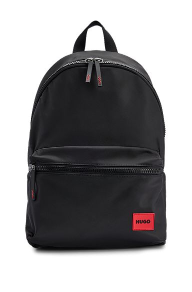 Рюкзак с ручкой сверху и красным прорезиненным ярлыком с логотипом, Черный