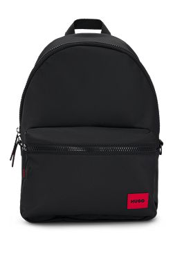 Backpack in matte fabric with red logo label