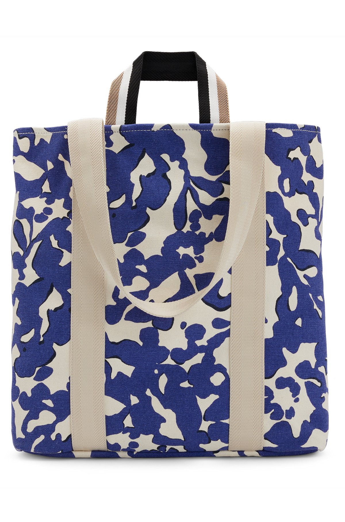 Structured-canvas tote bag with seasonal print and logo, Patterned