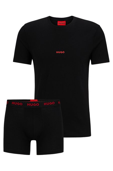 Stretch-cotton underwear set with logo details - gift set, Black