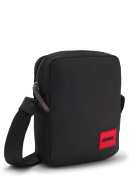 Sac reporter avec &eacute;tiquette logo caoutchout&eacute;e, Noir