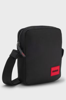 Reporter-Tasche mit gummiertem Logo-Label, Schwarz