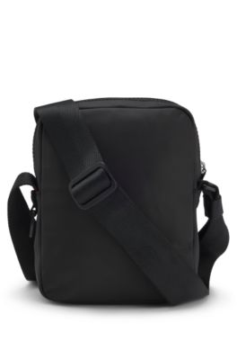 Sac reporter avec &eacute;tiquette logo caoutchout&eacute;e, Noir