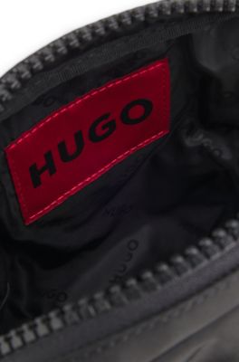 Sac reporter avec &eacute;tiquette logo caoutchout&eacute;e, Noir