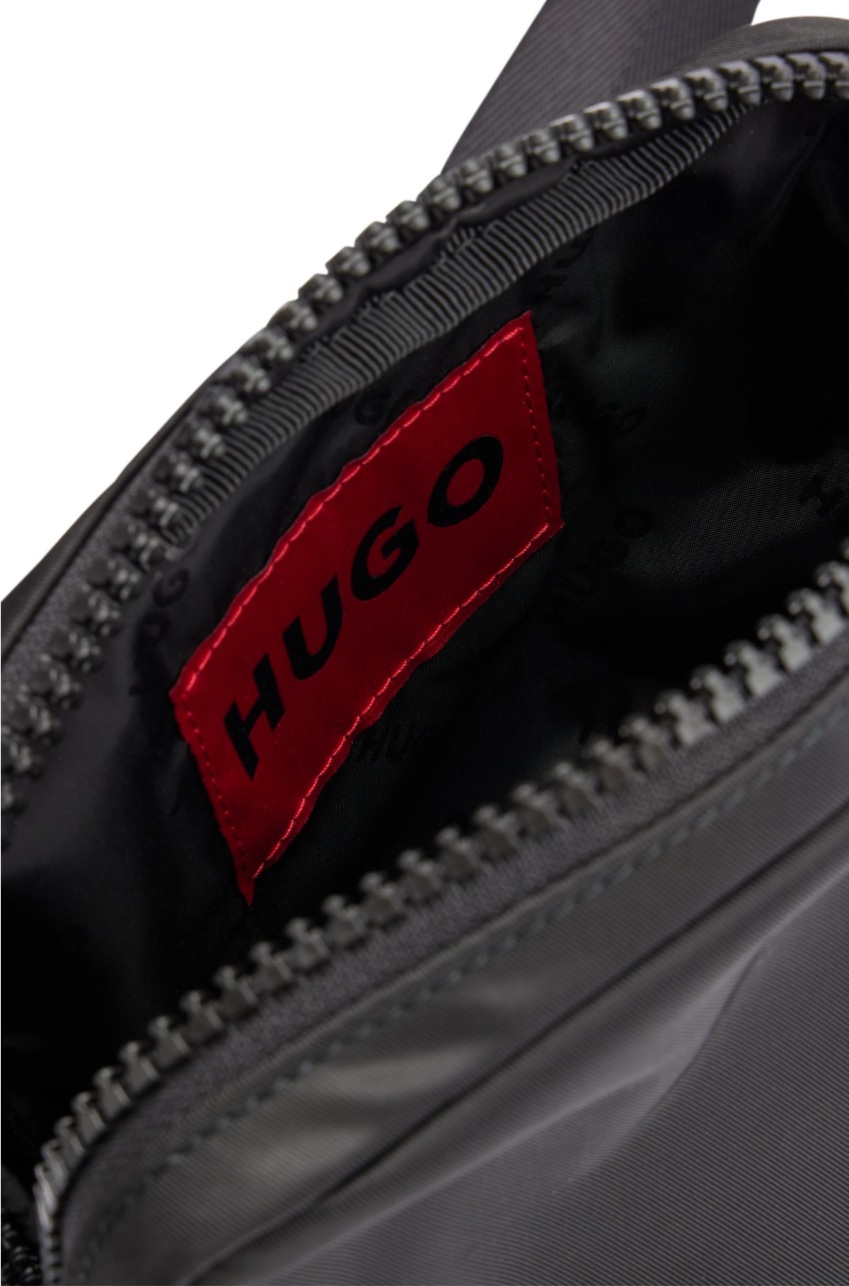 HUGO - Reporter bag with red rubber logo label