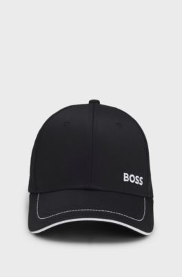 Keps av bomullstwill med kontrasterande detaljer och broderad logga, Svart