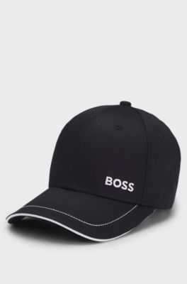 Keps av bomullstwill med kontrasterande detaljer och broderad logga, Svart