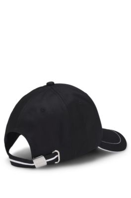 Cotton-twill cap with contrast trims and embroidered logo, Black