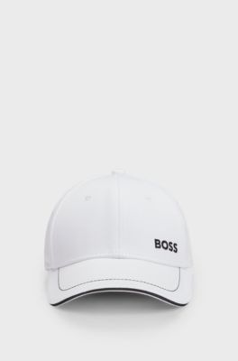 Cotton-twill cap with contrast trims and embroidered logo, White