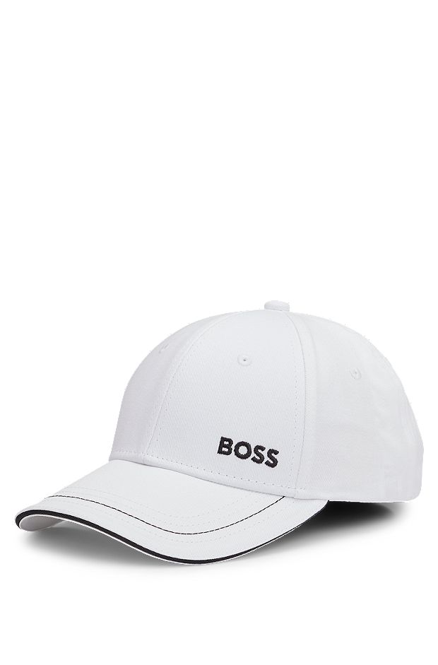 Cappellino in twill di cotone con logo, Bianco