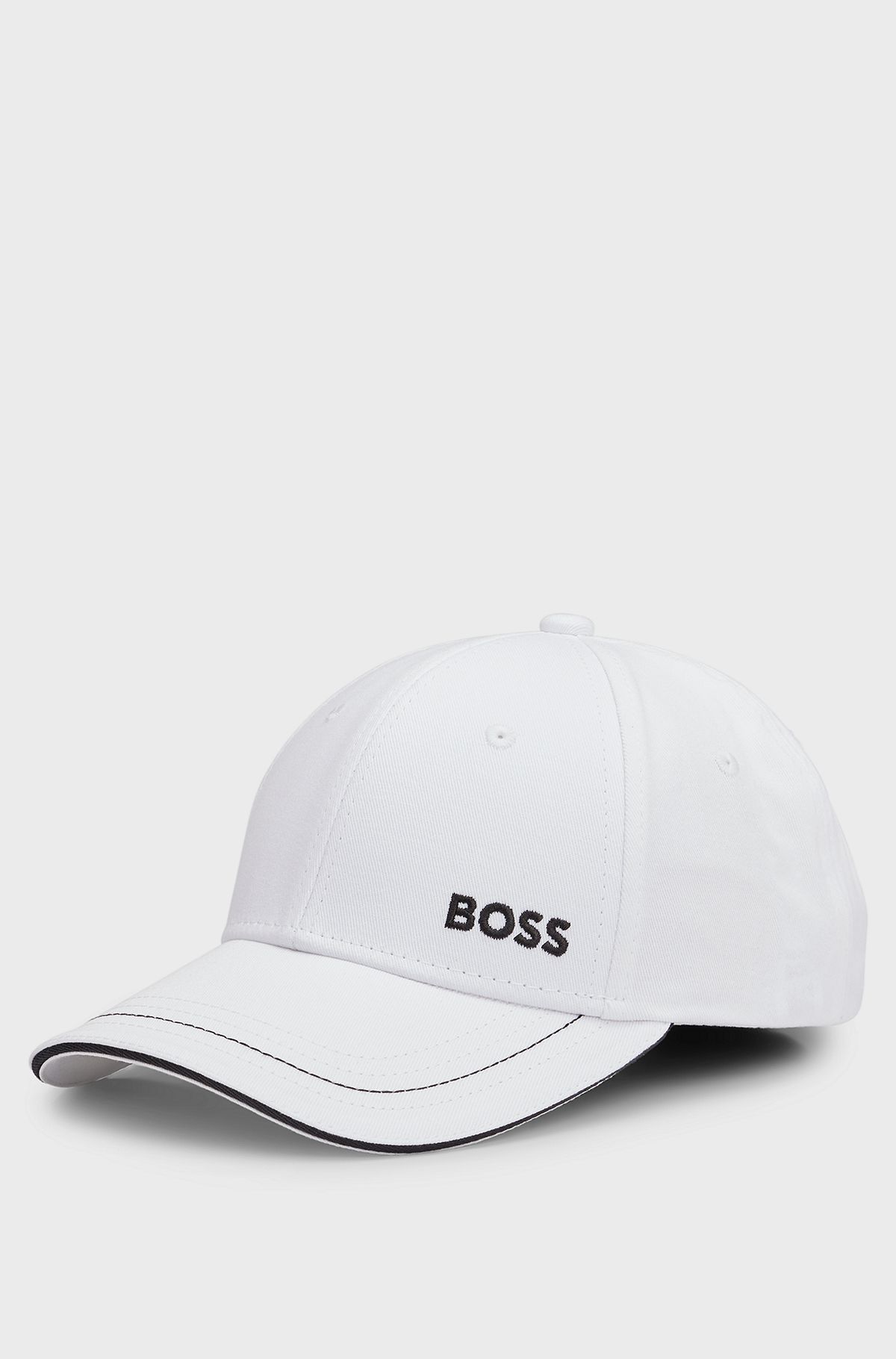 Cotton-twill cap with logo detail, White