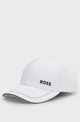 Cappellino in twill di cotone con dettagli a contrasto e logo ricamato, Bianco