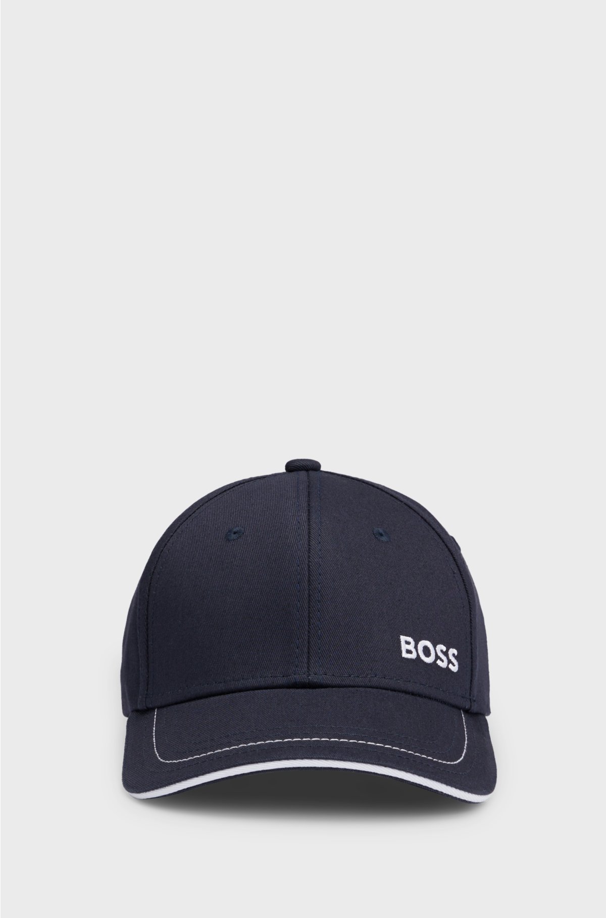 Cotton-twill cap with embroidered logo and metal buckle, Dark Blue