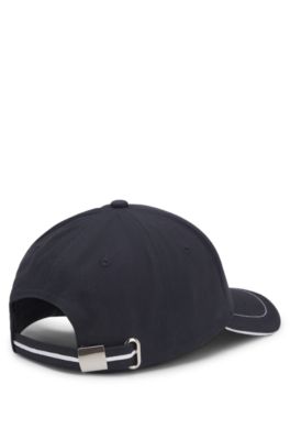 Cotton-twill cap with contrast trims and embroidered logo, Dark Blue