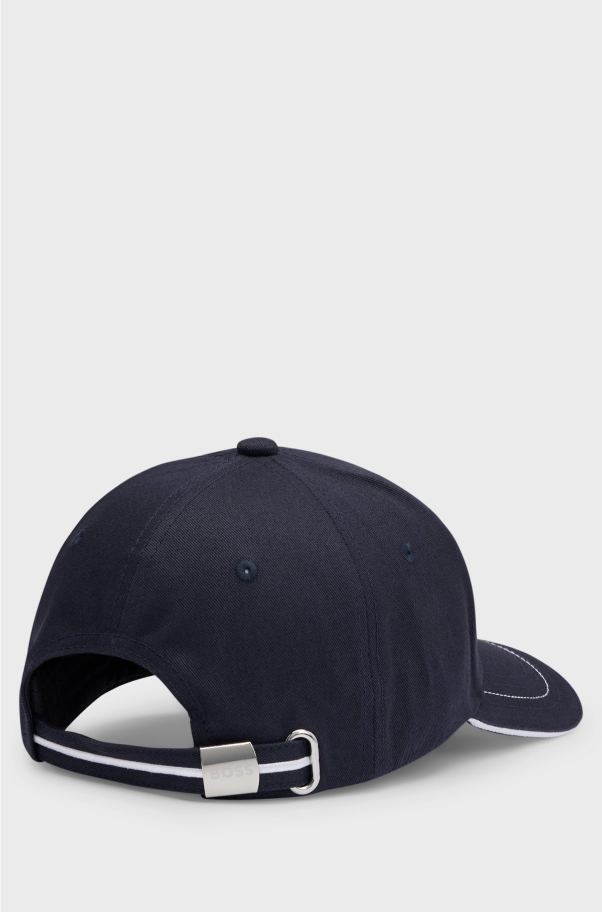 Cotton-twill cap with embroidered logo and metal buckle, Dark Blue