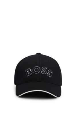 Logo-embroidered cap in woven piqu&eacute;, Black