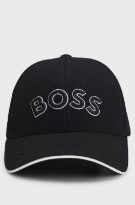 Logo-embroidered cap in woven piqu&eacute;, Black