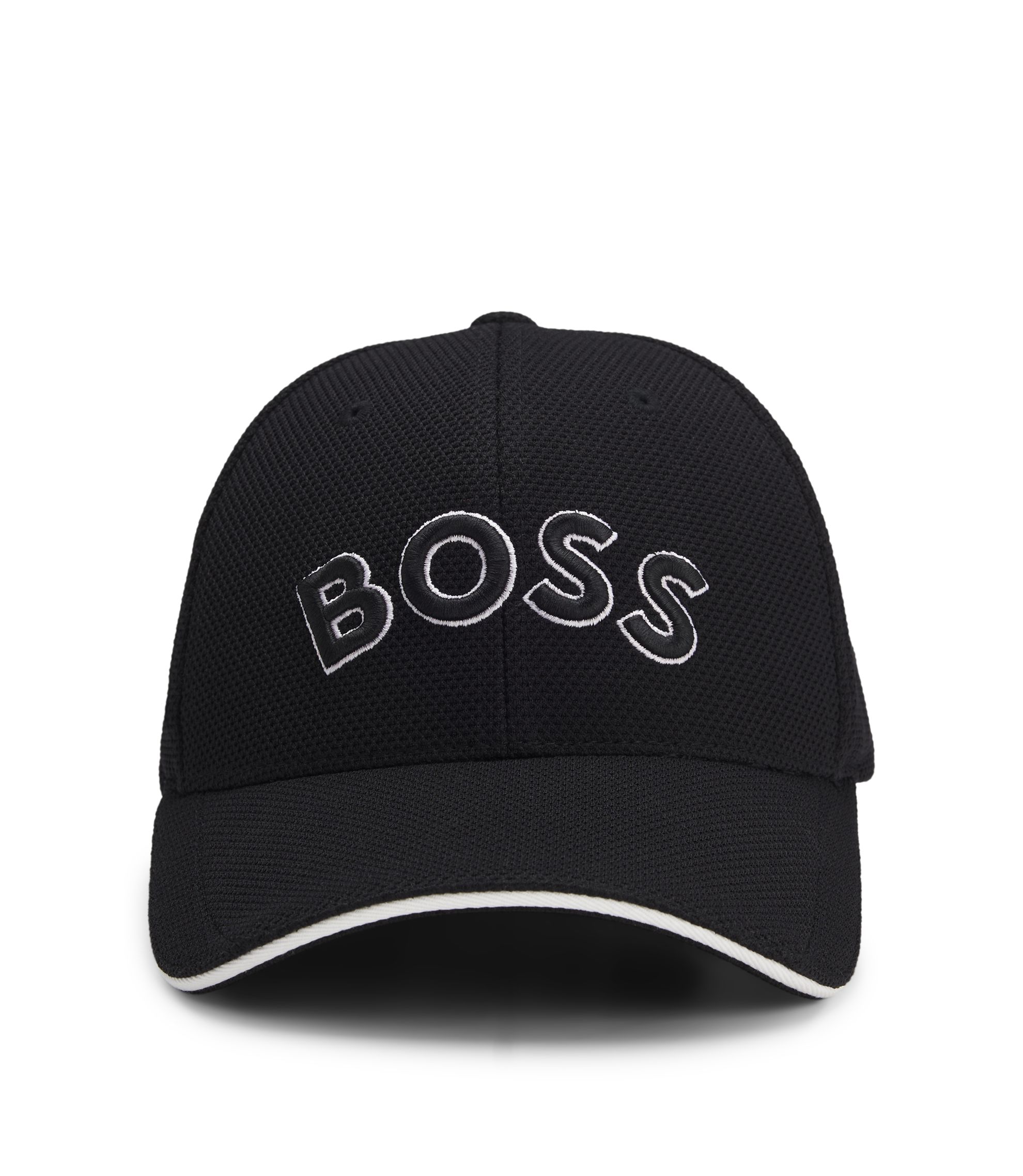 BOSS - ロゴエンブロイダリー キャップ ピケファブリック - ブラック