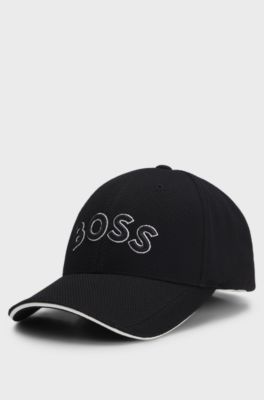 Logo-embroidered cap in woven piqu&eacute;, Black