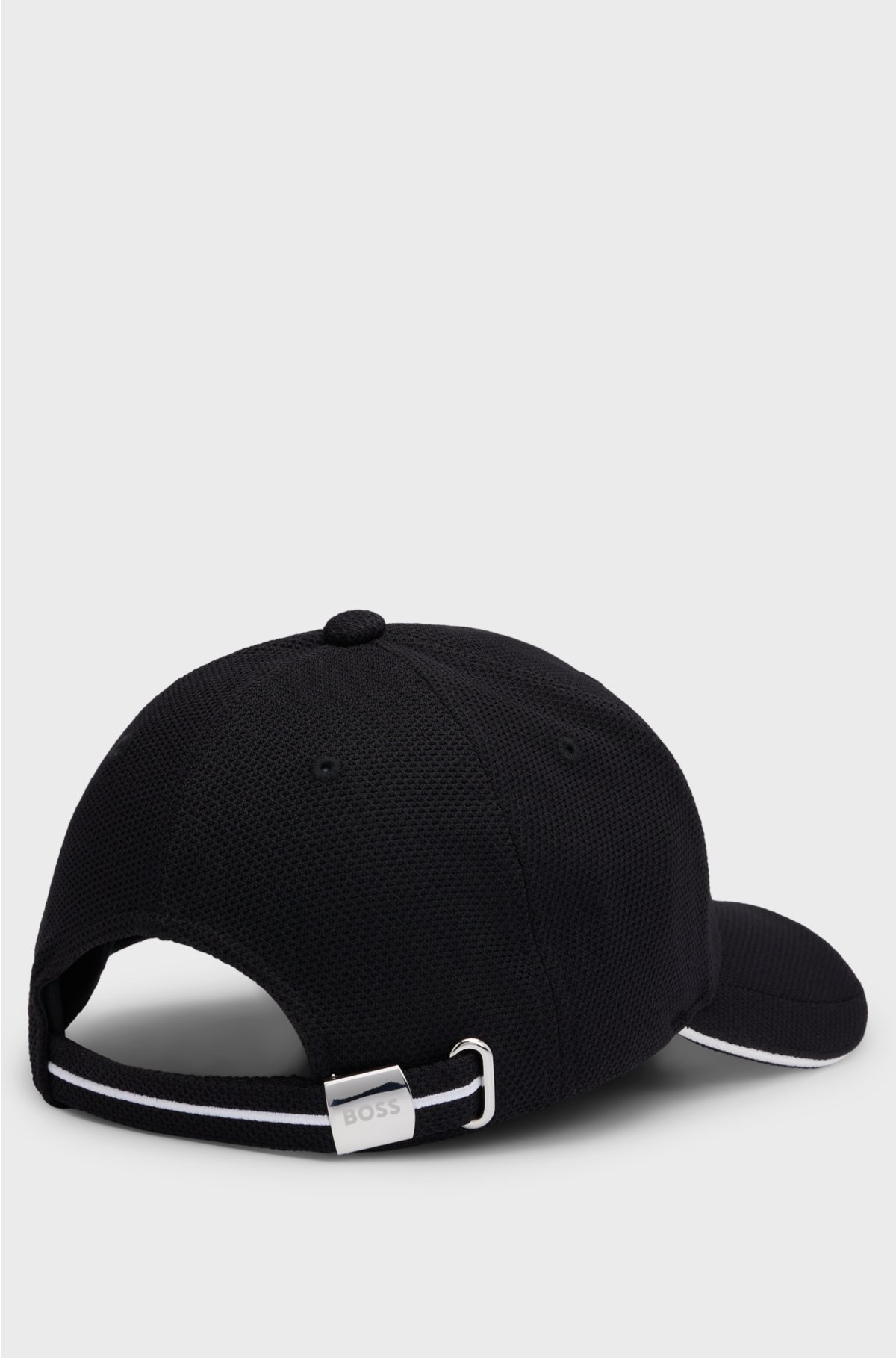 Logo-embroidered cap in woven piqué, Black