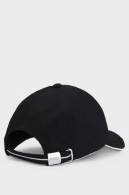 Logo-embroidered cap in woven piqu&eacute;, Black