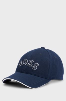 Logo-embroidered cap in woven piqu&eacute;, Dark Blue
