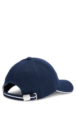 Logo-embroidered cap in woven piqu&eacute;, Dark Blue
