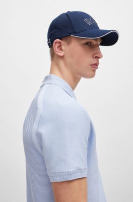 Logo-embroidered cap in woven piqu&eacute;, Dark Blue