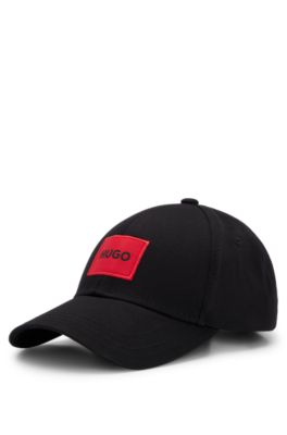 HUGO Cotton twill cap with red logo label Black