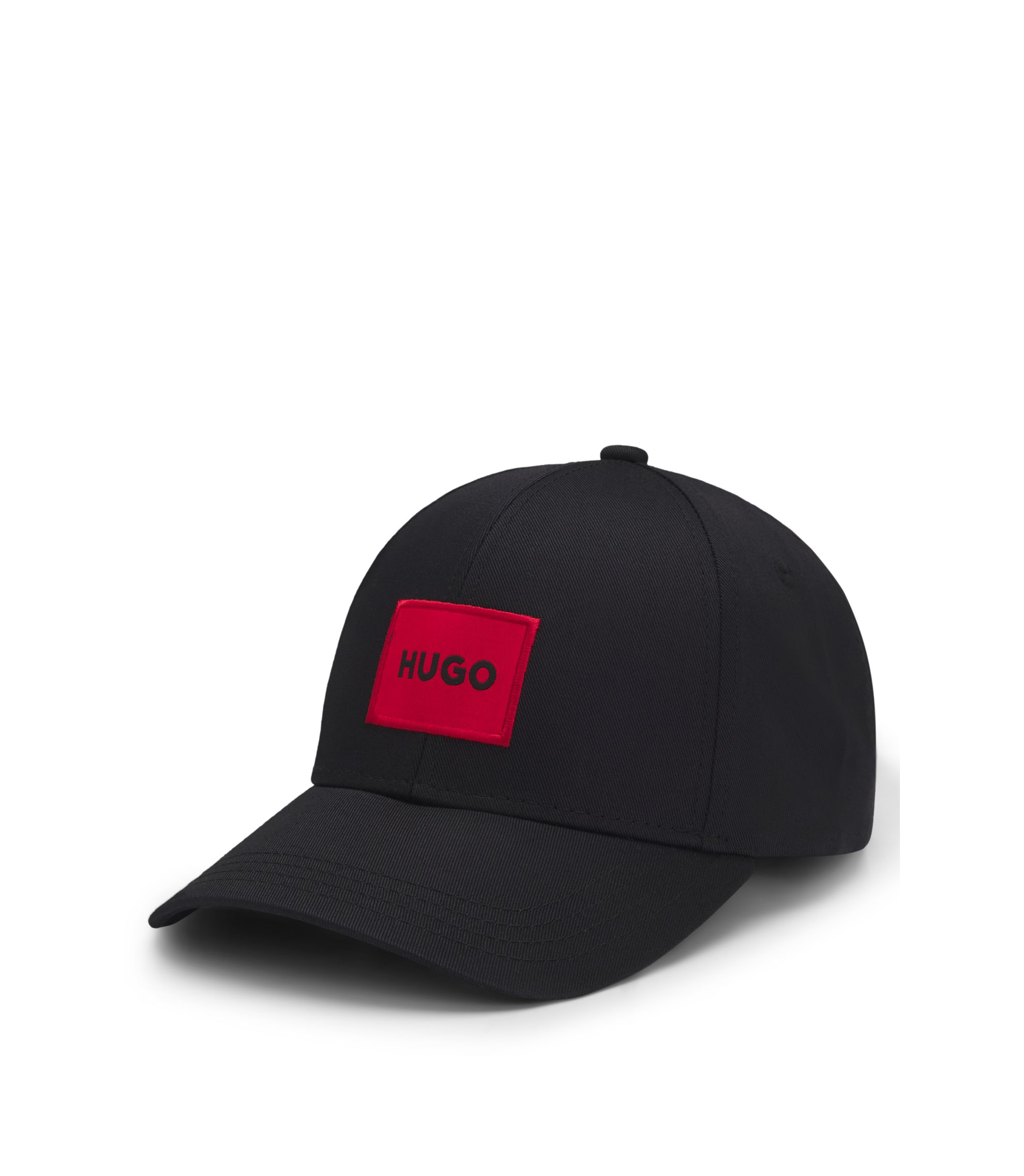 Cap aus Baumwoll-Twill mit rotem Logo-Label