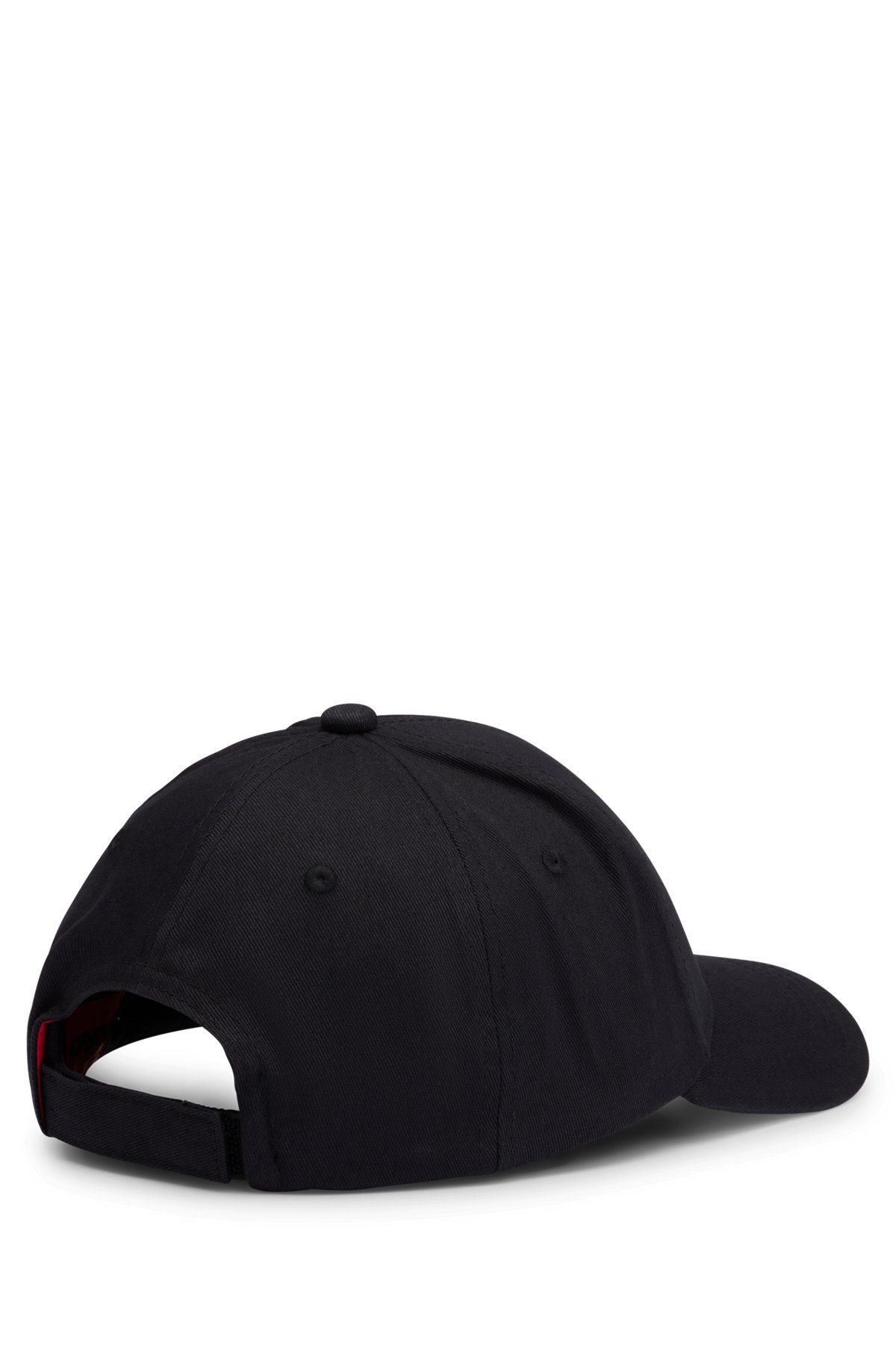Cotton-twill cap with red logo label, Black
