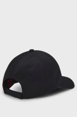 Cotton-twill cap with red logo label, Black