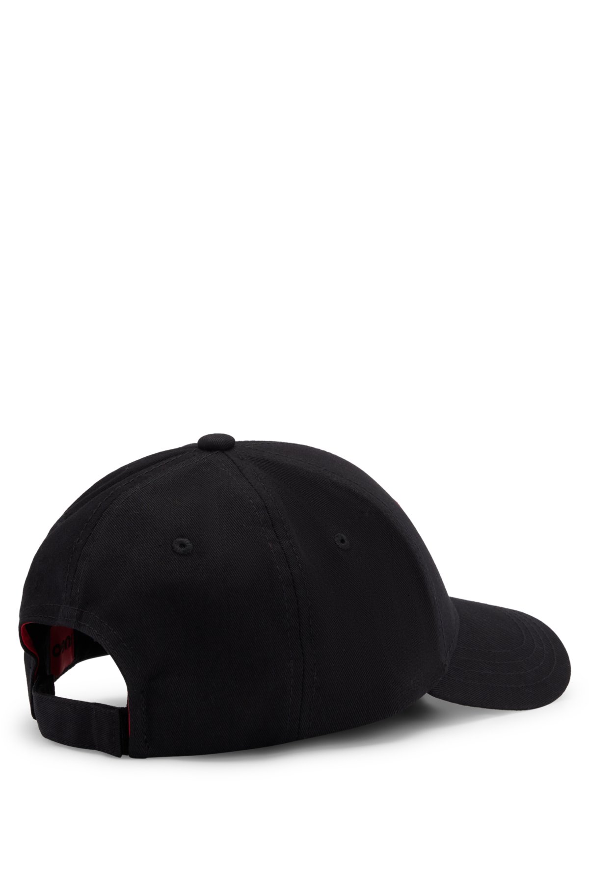 Cotton-twill cap with red logo label, Black