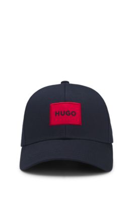 Cotton-twill cap with red logo label, Dark Blue
