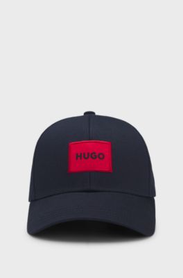 Cap aus Baumwoll-Twill mit rotem Logo-Label, Dunkelblau