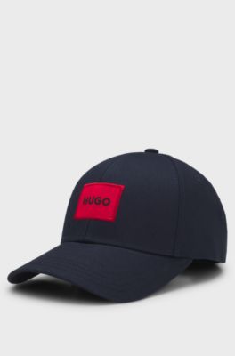 Cap aus Baumwoll-Twill mit rotem Logo-Label, Dunkelblau