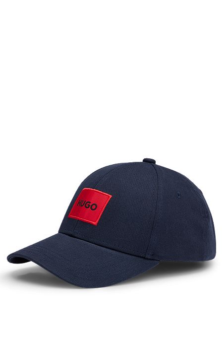 Cotton-twill cap with red logo label, Dark Blue