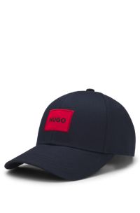 Cotton-twill cap with red logo label, Dark Blue