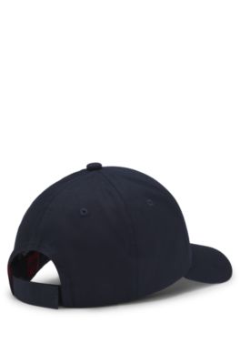 Cotton-twill cap with red logo label, Dark Blue