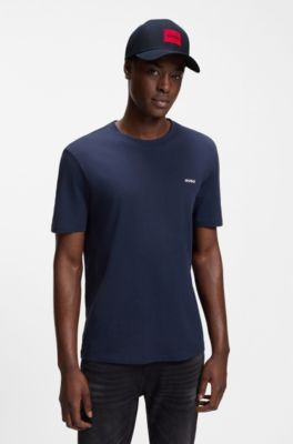 Cotton-twill cap with red logo label, Dark Blue