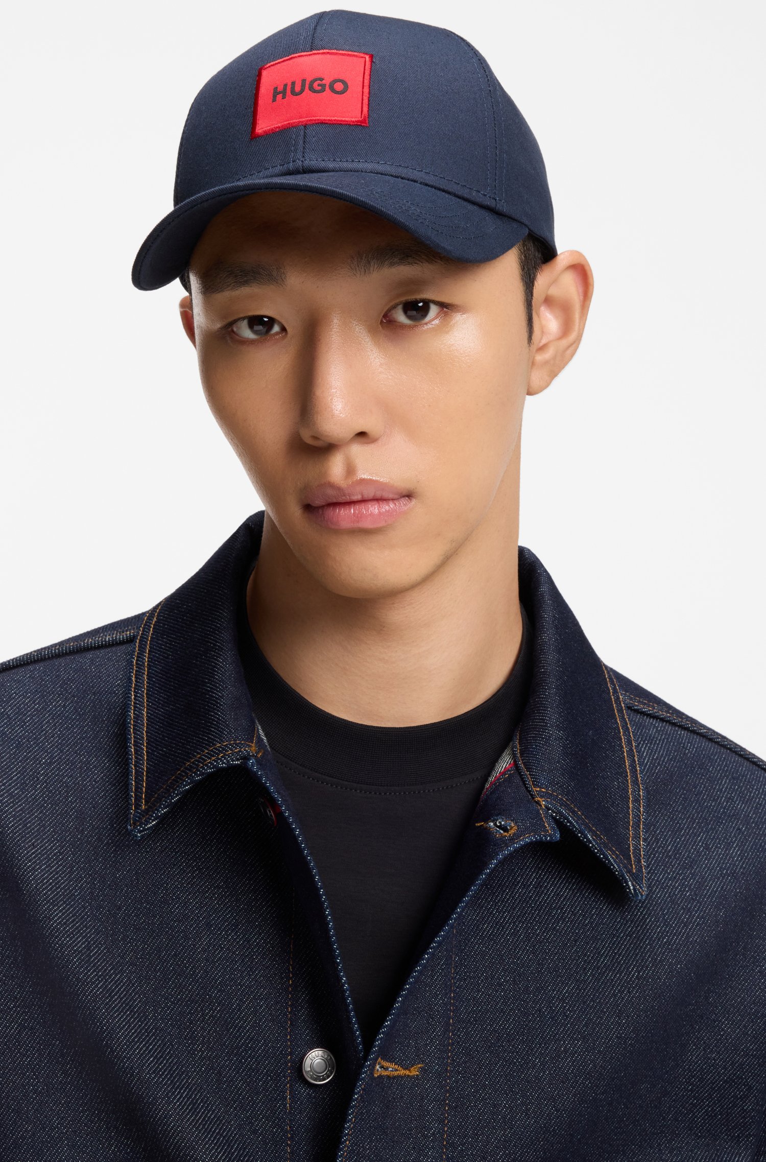Hugo Cotton-twill cap with red logo label kepsar herr – bild 3