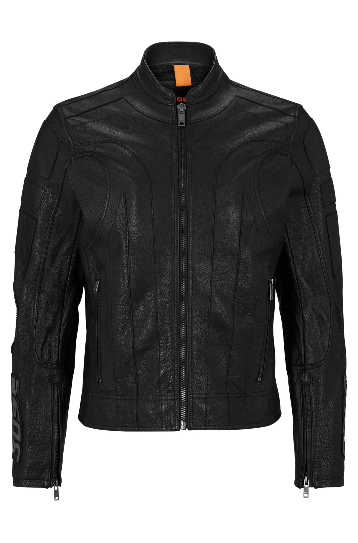 BOSS - Slim-fit biker jacket in buffalo leather
