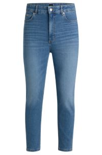 BOSS - Blaue Cropped-Jeans aus bequemem Stretch-Denim mit hohem Bund