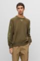 Cotton-blend relaxed-fit sweater with tonal trims, Khaki